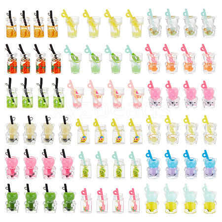 ARRICRAFT 64Pcs 18 Styles Resin Bottle Drink Pendants RESI-AR0001-36-1