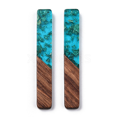 Transparent Resin & Walnut Wood Big Pendants RESI-TAC0017-03C-1