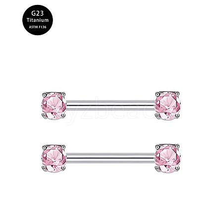 G23 Titanium Pink Cubic Zirconia Nipple Rings WG912A9-02-1