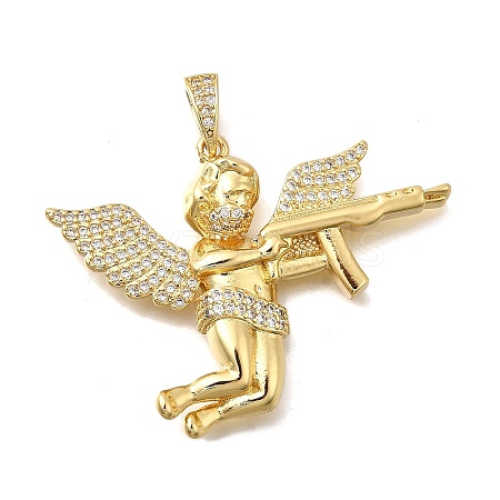 Brass Micro Pave Cubic Zirconia Pendants KK-Z125-01G-1