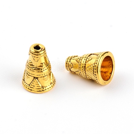 Tibetan Style Alloy Bead Cone PALLOY-WH0085-31-1