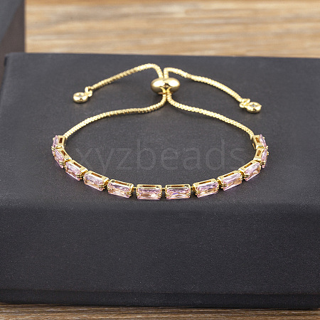 Brass Micro Pave Cubic Zirconia Slider Bracelets FS-WG49F5F-07-1