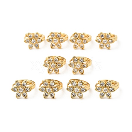 Cubic Zirconia Flower Hoop Earrings EJEW-G312-18G-02-1