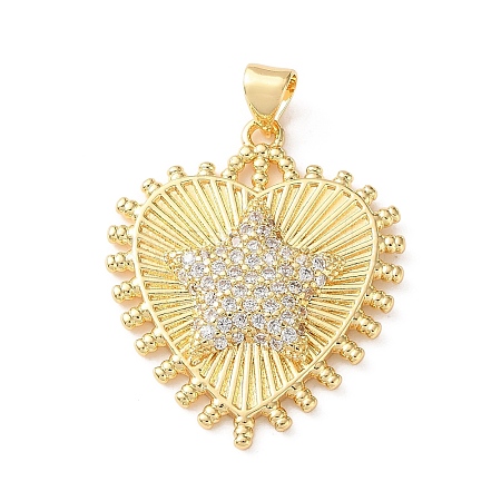 Brass Micro Pave Clear Cubic Zirconia Pendants CU-CBA03AF-10C-G-1