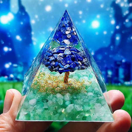 Orgonite Pyramid with Tree Resin Energy Generators PW-WG52F5B-03-1