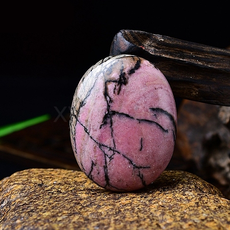 Natural Rhodonite Oval Palm Stone Massager PW-WG63539-20-1