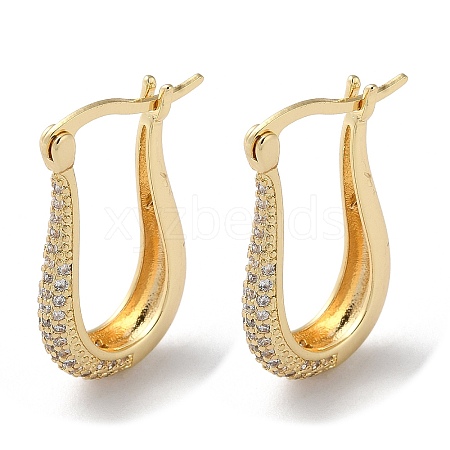 Teardrop Brass Cubic Zirconia Hoop Earrings EJEW-K247-14G-1