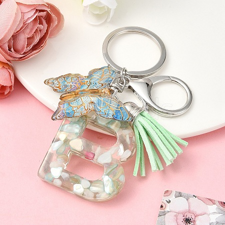 Resin & Acrylic & Faux Suede Tassel Keychain KEYC-YW00126-02-1