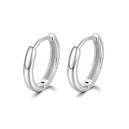 Anti-Tarnish Rhodium Plated 925 Sterling Silver Huggie Hoop Earrings PN7654-6-1