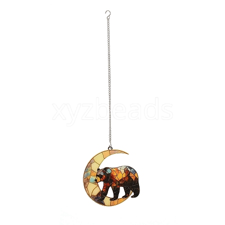 Stained Acrylic & Iron Suncatchers HJEW-F022-01B-1
