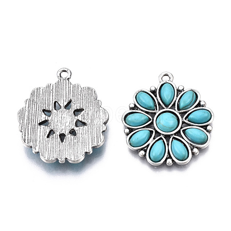 Synthetic Turquoise Pendants PALLOY-N157-041-1