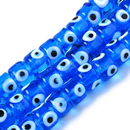 Handmade Evil Eye Lampwork Beads Strands LAMP-WH0006-05C-1