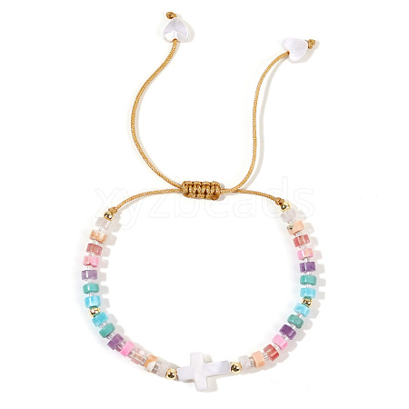 Sweet Shell Cross Mixed Stone Bead Bracelet Women's Jewelry IU1672-1