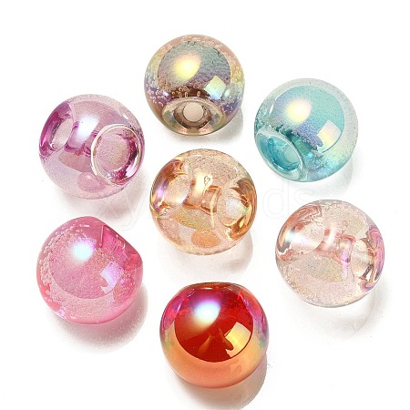 UV Plating Rainbow Iridescent Acrylic Beads OACR-G012-06-1