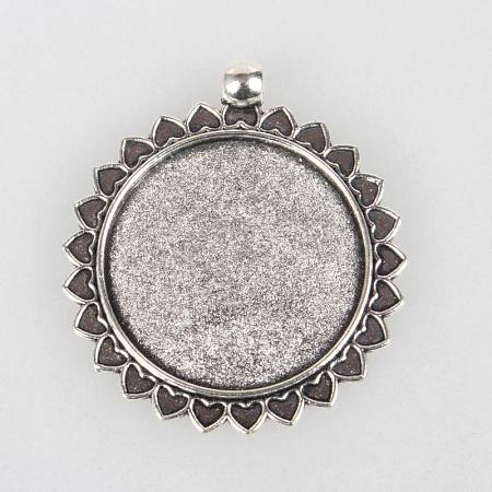 Tibetan Style Alloy Pendant Cabochon Settings TIBEP-N003-62AS-1