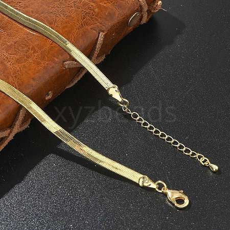 4mm Rack Plating Brass Herringbone Chain Necklaces for Women Men MAK-L044-16G-1