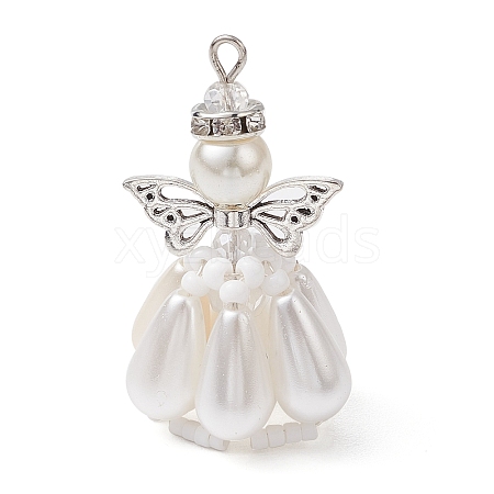 Pearlized Glass Pearl Beads  Pendants PALLOY-MZ00487-04-1