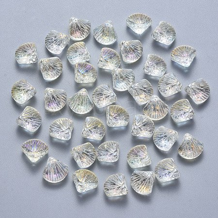 Transparent Spray Painted Glass Beads GLAA-T016-05B-1