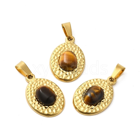 Natural Tiger Eye Pendants STAS-C094-01G-02-1