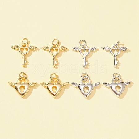 8Pcs 4 Style Rack Plating Brass Pendants KK-FS0001-17-1