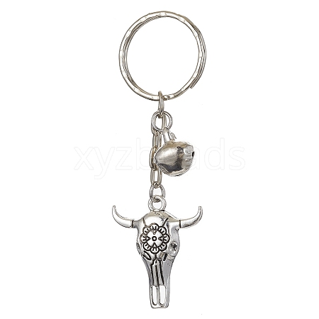 Tibetan Style Alloy Bull Head Kcychain KEYC-JKC00562-01-1