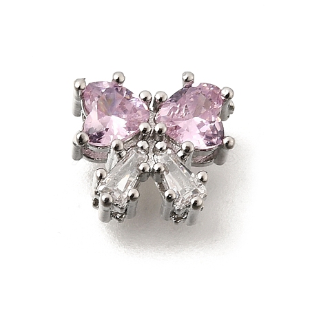 Bowknot Brass Micro Pave Cubic Zirconia Beads KK-Z156-20P-03-1