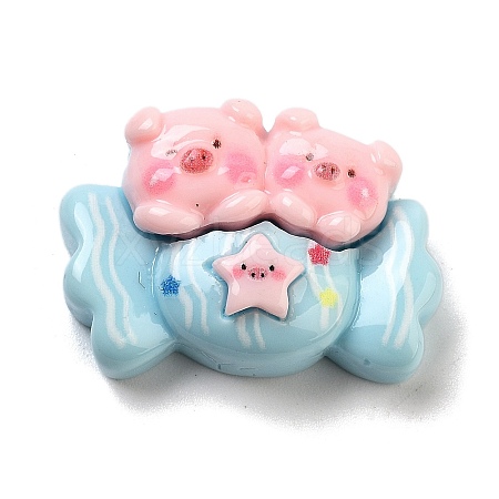 Pig Theme Opaque Resin Cabochons CRES-U002-02G-1