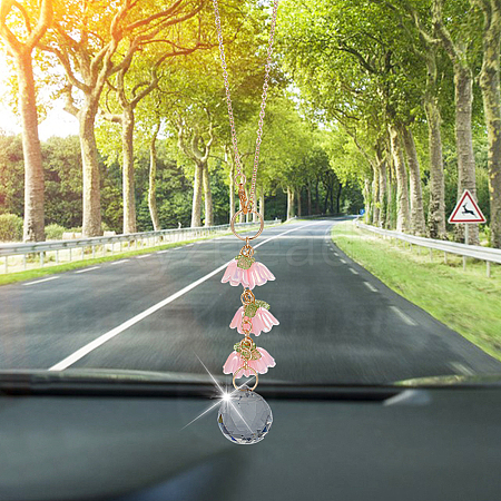 Glass & Resin Lily of the Valley Car Hanging Ornaments HJEW-DR00054-1