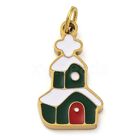 Christmas Theme Ion Plating(IP) 304 Stainless Steel Enamel Pendants STAS-Z104-01G-06-1