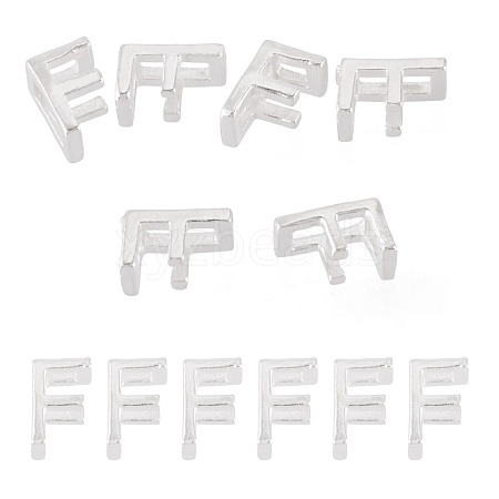 6Pcs 925 Sterling Silver Hollow Initial Beads STER-TA0001-53F-1