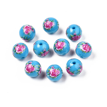 Opaque Printed Acrylic Beads MACR-T043-02B-01-1