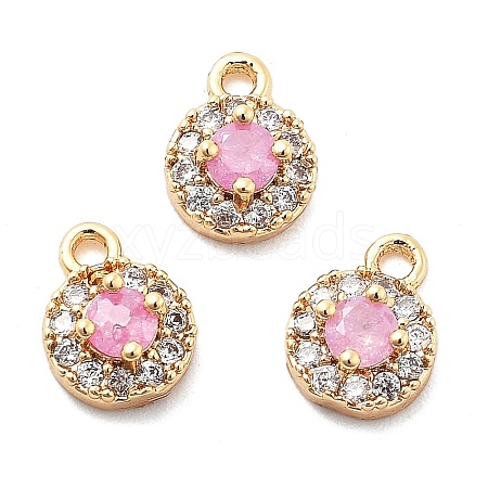 Brass Micro Pave Cubic Zirconia Charms KK-L222-001G-02-1