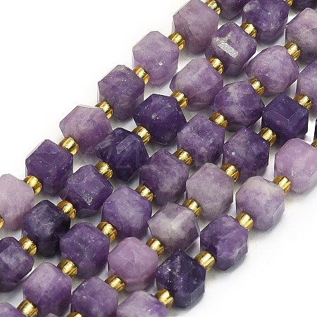 Natural Lepidolite/Purple Mica Stone Beads Strand G-I376-D34-01-1