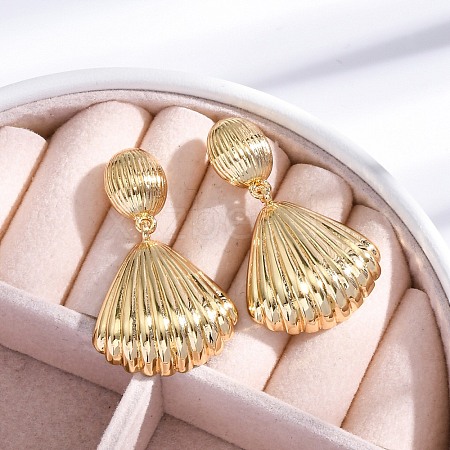 Rack Plating Brass Dangle Stud Earrings for Women EJEW-C125-23D-G-1