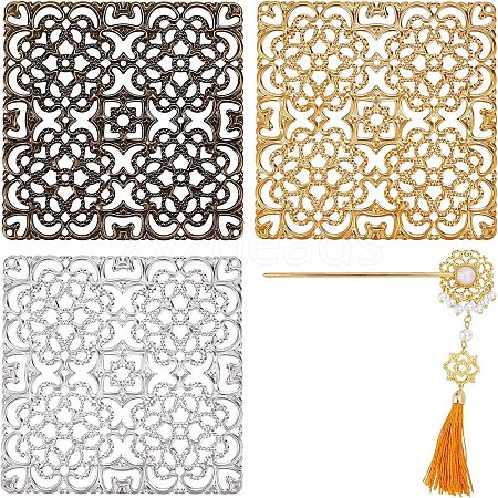 CHGCRAFT 12Pcs 3 Colors Alloy Filigree Joiners Findings FIND-CA0004-94-1