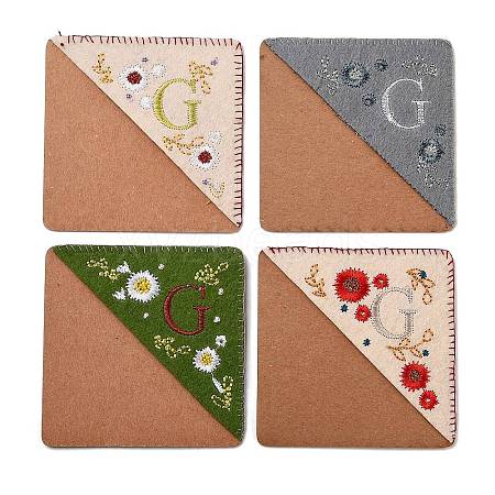 4Pcs Letter Personalized Hand Embroidered Corner Bookmarks JX587G-1