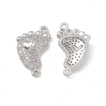 Brass Micro Pave Clear Cubic Zirconia Connector Charms KK-E068-VB032-1