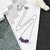 Natural Amethyst Chip Pendant Necklaces NJEW-JN05097-03-2