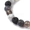 8.5mm Round Natural Larvikite & Howlite & Synthetic Smoky Quartz & Natural Lava Rock  Bead Stretch Bracelets for Women BJEW-JB10944-03-2