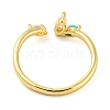 Horse Eye Shape Brass Micro Pave Cubic Zirconia Open Cuff Ring RJEW-Q782-04G-3