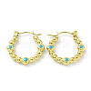 Ion Plating(IP) 304 Stainless Steel Twist Teardrop Hoop Earrings with Enamel for Women EJEW-G293-18A-G-1