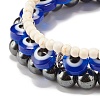 3Pcs 3 Style Synthetic Turquoise(Dyed) & Hematitie Round Beaded Stretch Bracelets Set BJEW-JB07620-9