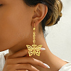 Elegant French Style Brass Hollow Butterfly Tassel Hoop Earrings JT4875-4