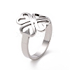 Non-Tarnish 201 Stainless Steel Heart Clover Finger Ring RJEW-J051-01P-1