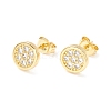 Clear Cubic Zirconia Flat Round Stud Earrings EJEW-P196-06G-1