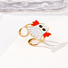 304 Stainless Steel with Enamel Cuff Rings for Women RJEW-Z116-01G-06-1