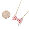 Glass Seed Beaded Bowknot Pendant Necklace NJEW-MZ00091-03-3