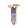 Bird Natural Amethyst Pointed Pendants G-I333-05A-2
