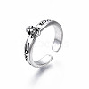 Halloween Alloy Skull Open Cuff Ring for Women RJEW-T009-26AS-3