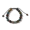 10mm Round Natural Indian Agate Braided Bead Bracelets BJEW-C067-01C-27-2